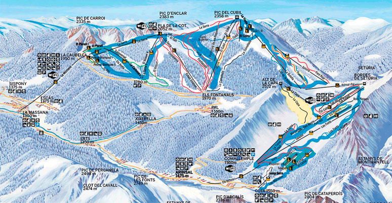 Карта горнолыжных трасс на курорте Пал-Аринсал