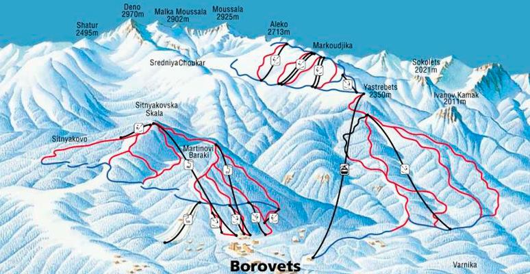 Карта горнолыжных трасс Боровца