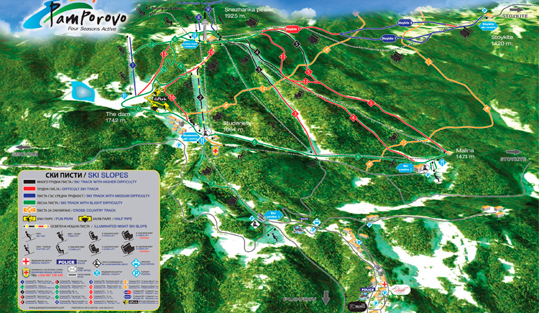 Карта горнолыжных трасс в Пампорово
